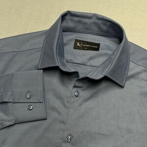 New Tailored Athlete Mens Button Down Dress Shirt Long‎ Sleeve Gray Size S